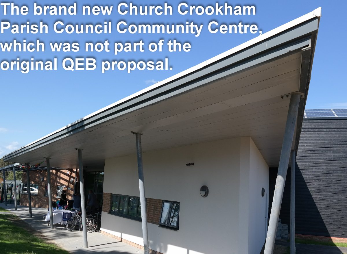 The brand new Church Crookham Parish Council Community Centre, which was not part of the original QEB proposal.