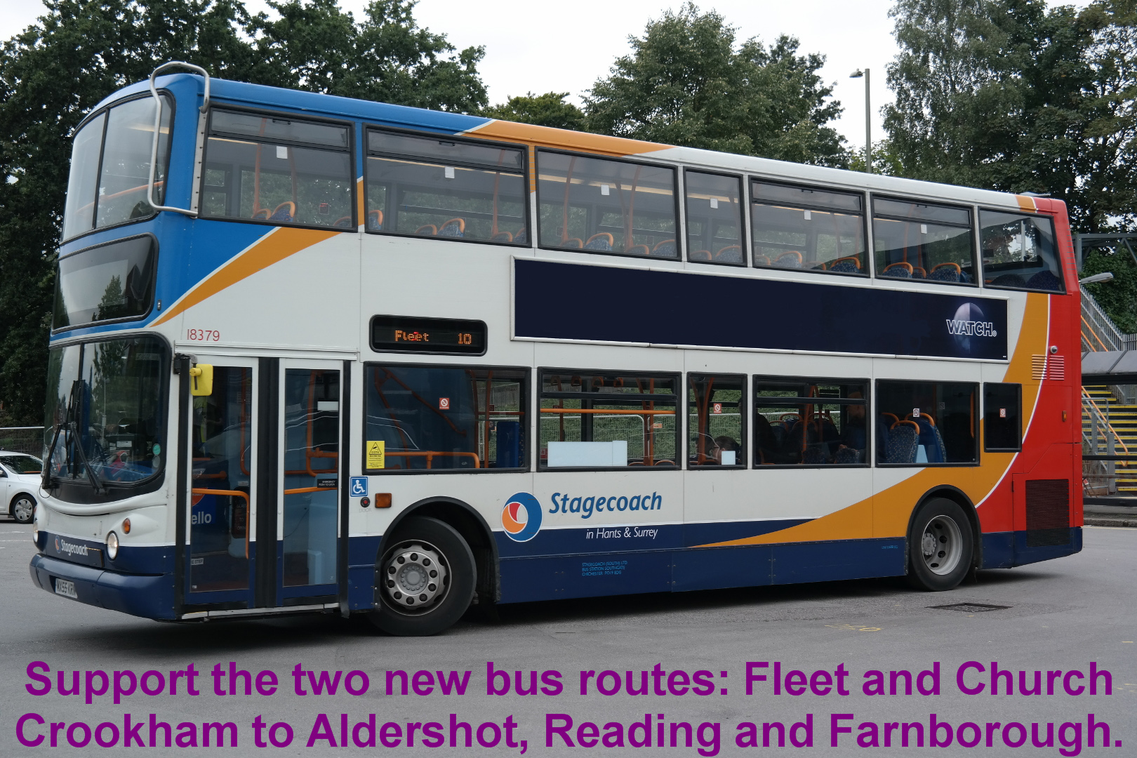 Support the two new bus routes: Fleet and Church Crookham to Aldershot, Reading and Farnborough.